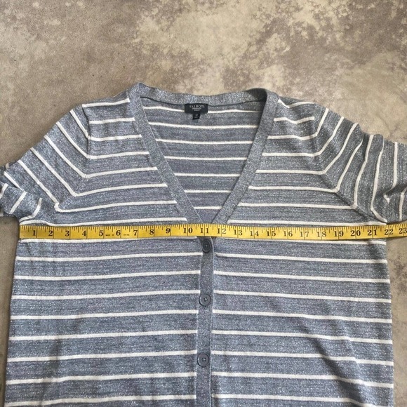 Talbots Sweater Womens 1X Cardigan Shimmer Striped Short Sleeve Button Stretch - Picture 2 of 9